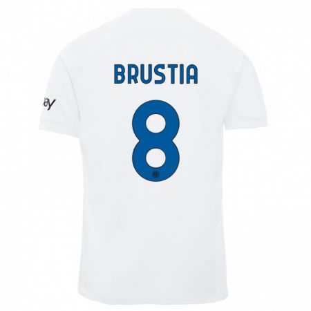 Kandiny Bambino Maglia Martina Brustia #8 Bianco Kit Gara Away 2023/24 Maglietta