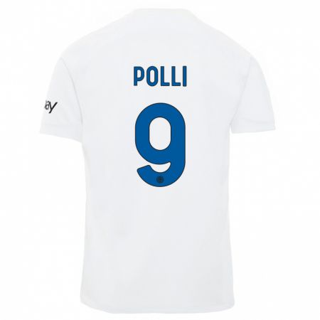 Kandiny Bambino Maglia Elisa Polli #9 Bianco Kit Gara Away 2023/24 Maglietta