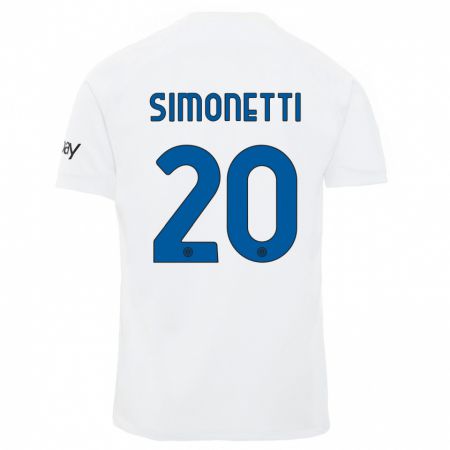 Kandiny Bambino Maglia Flaminia Simonetti #20 Bianco Kit Gara Away 2023/24 Maglietta