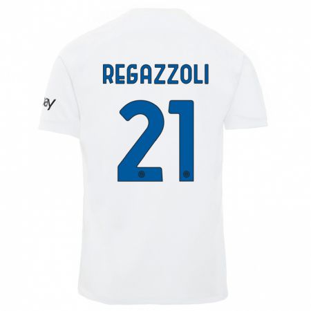 Kandiny Bambino Maglia Alice Regazzoli #21 Bianco Kit Gara Away 2023/24 Maglietta