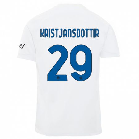 Kandiny Bambino Maglia Anna Bjork Kristjansdottir #29 Bianco Kit Gara Away 2023/24 Maglietta