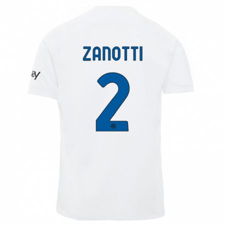 Kandiny Bambino Maglia Mattia Zanotti #2 Bianco Kit Gara Away 2023/24 Maglietta