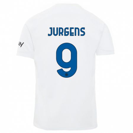 Kandiny Bambino Maglia Oliver Jurgens #9 Bianco Kit Gara Away 2023/24 Maglietta