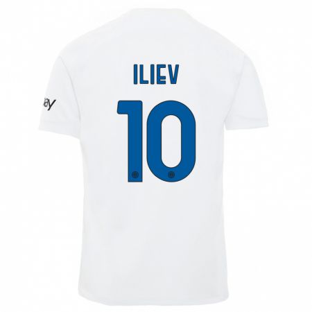 Kandiny Bambino Maglia Nikola Iliev #10 Bianco Kit Gara Away 2023/24 Maglietta