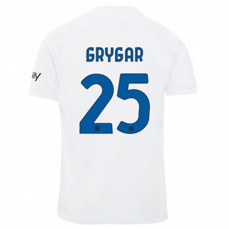 Kandiny Bambino Maglia Samuel Grygar #25 Bianco Kit Gara Away 2023/24 Maglietta