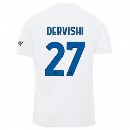 Kandiny Bambino Maglia Kristian Dervishi #27 Bianco Kit Gara Away 2023/24 Maglietta