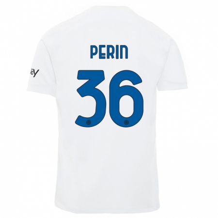 Kandiny Bambino Maglia Nicolo Perin #36 Bianco Kit Gara Away 2023/24 Maglietta