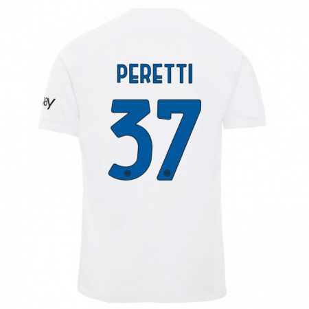 Kandiny Bambino Maglia Lorenzo Peretti #37 Bianco Kit Gara Away 2023/24 Maglietta