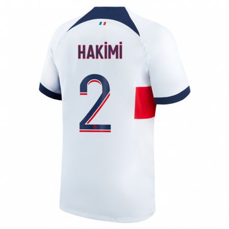 Kandiny Bambino Maglia Achraf Hakimi #2 Bianco Kit Gara Away 2023/24 Maglietta