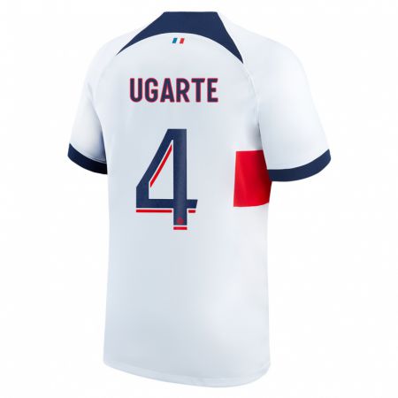 Kandiny Bambino Maglia Manuel Ugarte #4 Bianco Kit Gara Away 2023/24 Maglietta