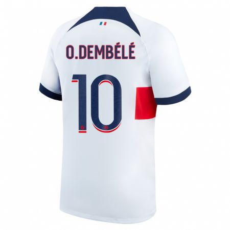 Kandiny Bambino Maglia Ousmane Dembélé #10 Bianco Kit Gara Away 2023/24 Maglietta