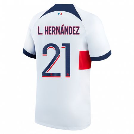 Kandiny Bambino Maglia Lucas Hernández #21 Bianco Kit Gara Away 2023/24 Maglietta