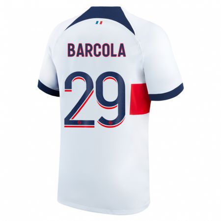 Kandiny Bambino Maglia Bradley Barcola #29 Bianco Kit Gara Away 2023/24 Maglietta