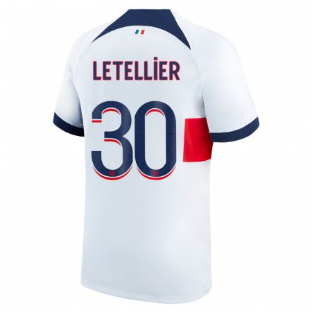 Kandiny Bambino Maglia Alexandre Letellier #30 Bianco Kit Gara Away 2023/24 Maglietta