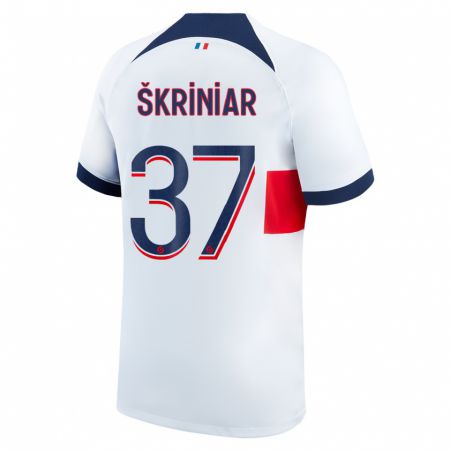 Kandiny Kinderen Milan Skriniar #37 Wit Uitshirt Uittenue 2023/24 T-Shirt België