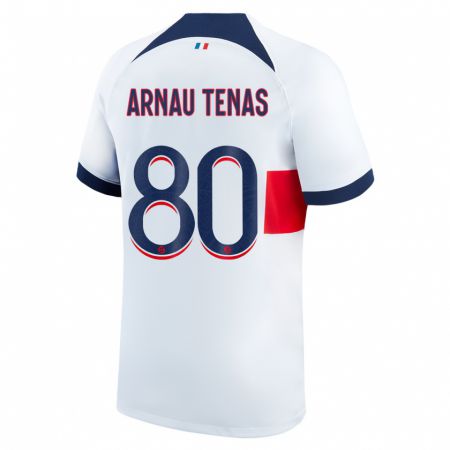 Kandiny Bambino Maglia Arnau Tenas #80 Bianco Kit Gara Away 2023/24 Maglietta