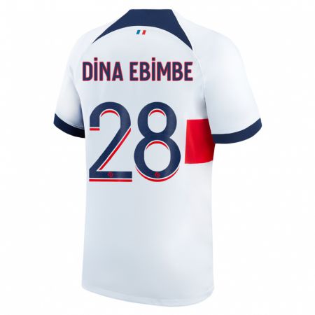 Kandiny Kinderen Eric Junior Dina Ebimbe #28 Wit Uitshirt Uittenue 2023/24 T-Shirt België