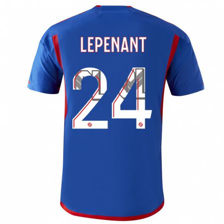 Kandiny Bambino Maglia Johann Lepenant #24 Blu Rosso Kit Gara Away 2023/24 Maglietta