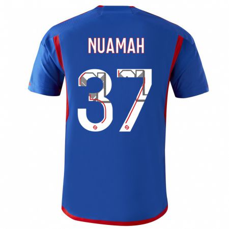 Kandiny Kinder Ernest Nuamah #37 Blau Rot Auswärtstrikot Trikot 2023/24 T-Shirt Österreich