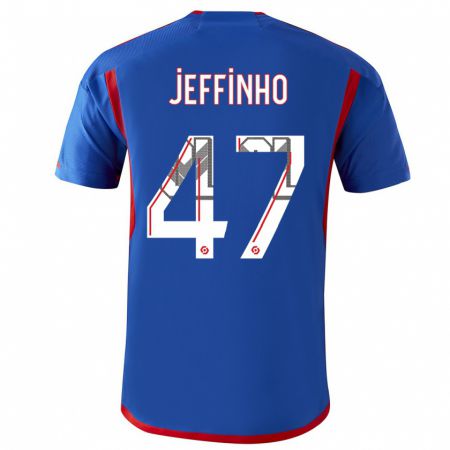 Kandiny Bambino Maglia Jeffinho #47 Blu Rosso Kit Gara Away 2023/24 Maglietta