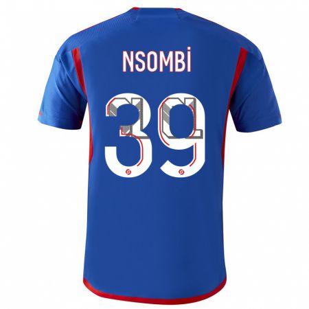 Kandiny Bambino Maglia Gael Nsombi #39 Blu Rosso Kit Gara Away 2023/24 Maglietta