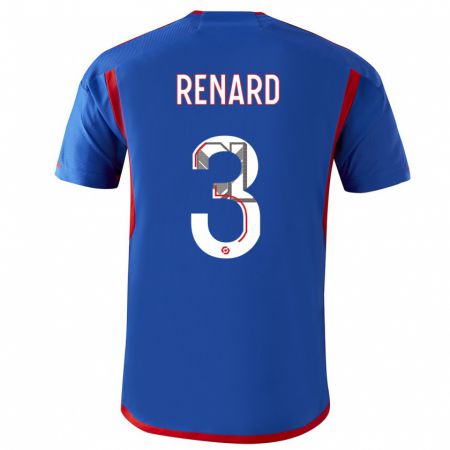 Kandiny Bambino Maglia Wendie Renard #3 Blu Rosso Kit Gara Away 2023/24 Maglietta