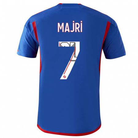 Kandiny Bambino Maglia Amel Majri #7 Blu Rosso Kit Gara Away 2023/24 Maglietta