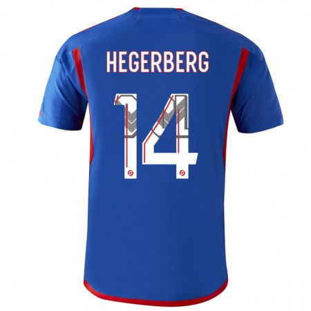 Kandiny Bambino Maglia Ada Hegerberg #14 Blu Rosso Kit Gara Away 2023/24 Maglietta