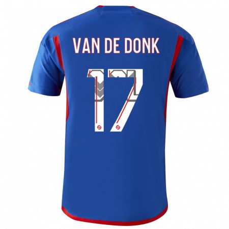 Kandiny Kinderen Danielle Van De Donk #17 Blauw Rood Uitshirt Uittenue 2023/24 T-Shirt België