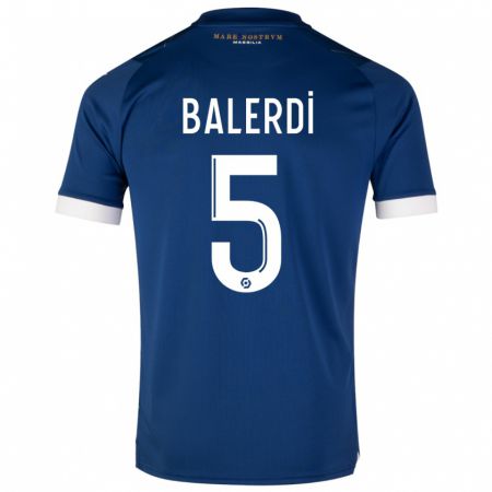 Kandiny Bambino Maglia Leonardo Balerdi #5 Blu Scuro Kit Gara Away 2023/24 Maglietta