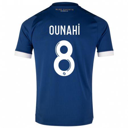 Kandiny Bambino Maglia Azzedine Ounahi #8 Blu Scuro Kit Gara Away 2023/24 Maglietta