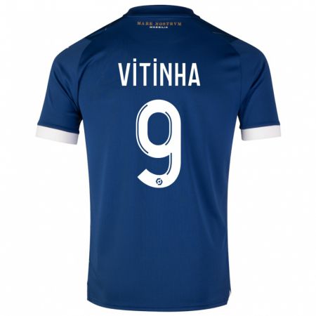 Kandiny Kinderen Vitinha #9 Donkerblauw Uitshirt Uittenue 2023/24 T-Shirt België