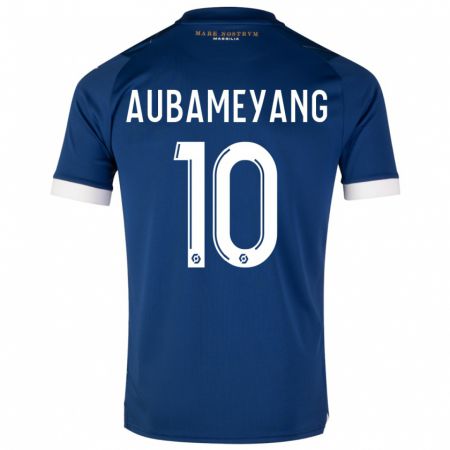 Kandiny Bambino Maglia Pierre-Emerick Aubameyang #10 Blu Scuro Kit Gara Away 2023/24 Maglietta