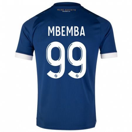 Kandiny Kinder Chancel Mbemba #99 Dunkelblau Auswärtstrikot Trikot 2023/24 T-Shirt Österreich