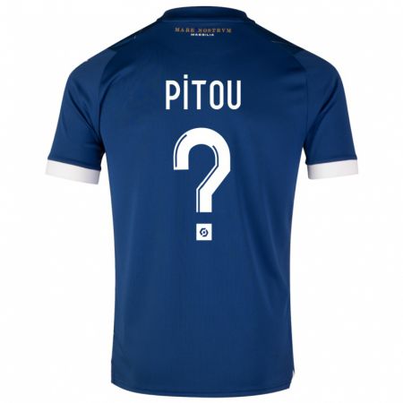 Kandiny Bambino Maglia Jonathan Pitou #0 Blu Scuro Kit Gara Away 2023/24 Maglietta