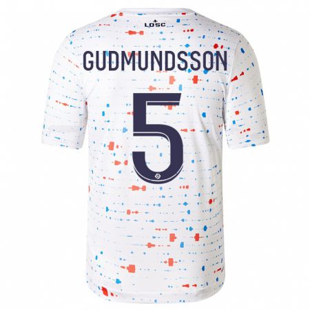 Kandiny Bambino Maglia Gabriel Gudmundsson #5 Bianco Kit Gara Away 2023/24 Maglietta