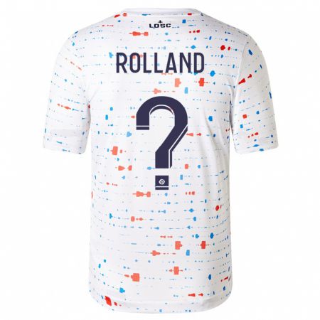 Kandiny Bambino Maglia Baptiste Rolland #0 Bianco Kit Gara Away 2023/24 Maglietta