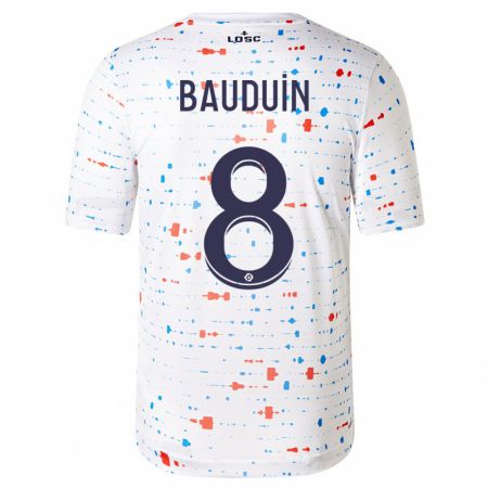 Kandiny Bambino Maglia Justine Bauduin #8 Bianco Kit Gara Away 2023/24 Maglietta