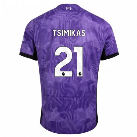 Kandiny Kinderen Konstantinos Tsimikas #21 Paars Thuisshirt Derde Tenue 2023/24 T-Shirt België