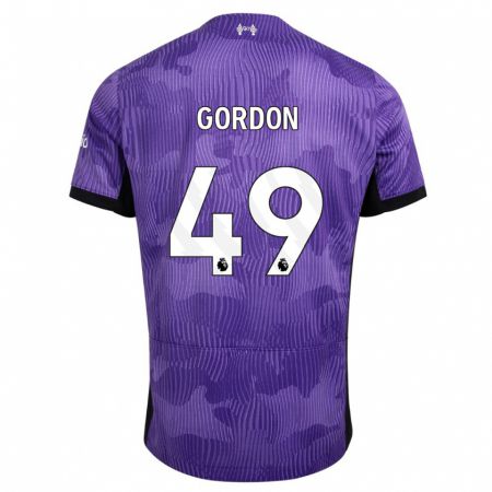 Kandiny Bambino Maglia Kaide Gordon #49 Viola Kit Gara Third 2023/24 Maglietta