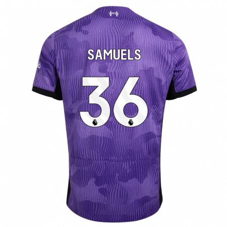 Kandiny Niño Camiseta Kerron Samuels #36 Púrpura Equipación Tercera 2023/24 La Camisa