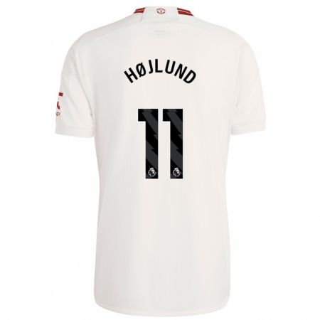 Kandiny Bambino Maglia Rasmus Højlund #11 Bianco Kit Gara Third 2023/24 Maglietta