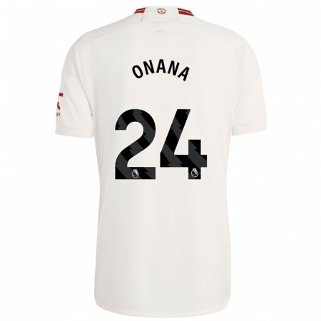 Kandiny Bambino Maglia André Onana #24 Bianco Kit Gara Third 2023/24 Maglietta