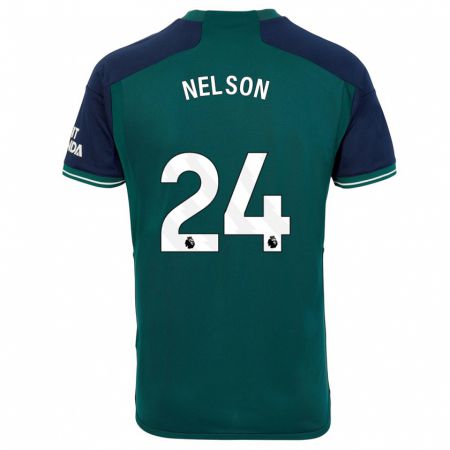 Kandiny Dzieci Reiss Nelson #24 Zielony Trzeci Komplet Koszulka 2023/24 Koszulki Klubowe