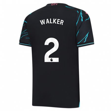 Kandiny Bambino Maglia Kyle Walker #2 Blu Scuro Kit Gara Third 2023/24 Maglietta