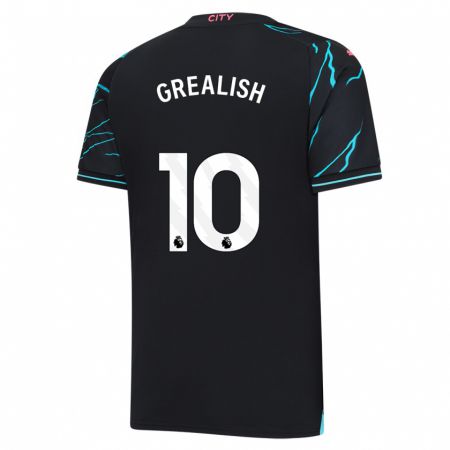 Kandiny Bambino Maglia Jack Grealish #10 Blu Scuro Kit Gara Third 2023/24 Maglietta