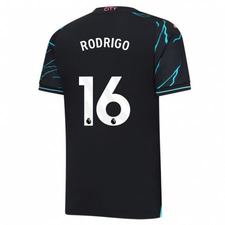 Kandiny Bambino Maglia Rodri #16 Blu Scuro Kit Gara Third 2023/24 Maglietta