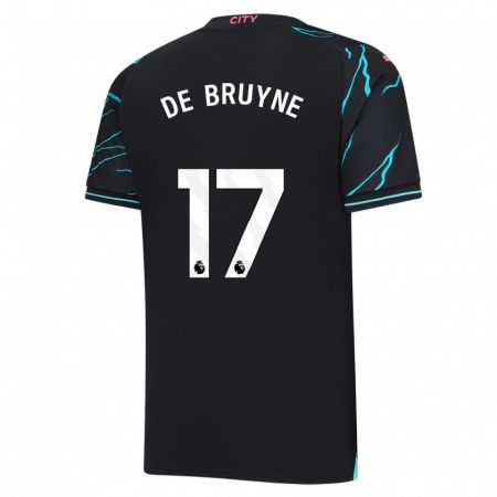 Kandiny Bambino Maglia Kevin De Bruyne #17 Blu Scuro Kit Gara Third 2023/24 Maglietta