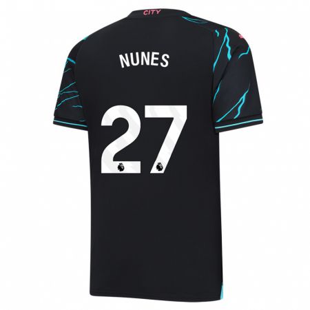 Kandiny Kinderen Matheus Nunes #27 Donkerblauw Thuisshirt Derde Tenue 2023/24 T-Shirt België