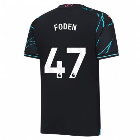 Kandiny Bambino Maglia Phil Foden #47 Blu Scuro Kit Gara Third 2023/24 Maglietta